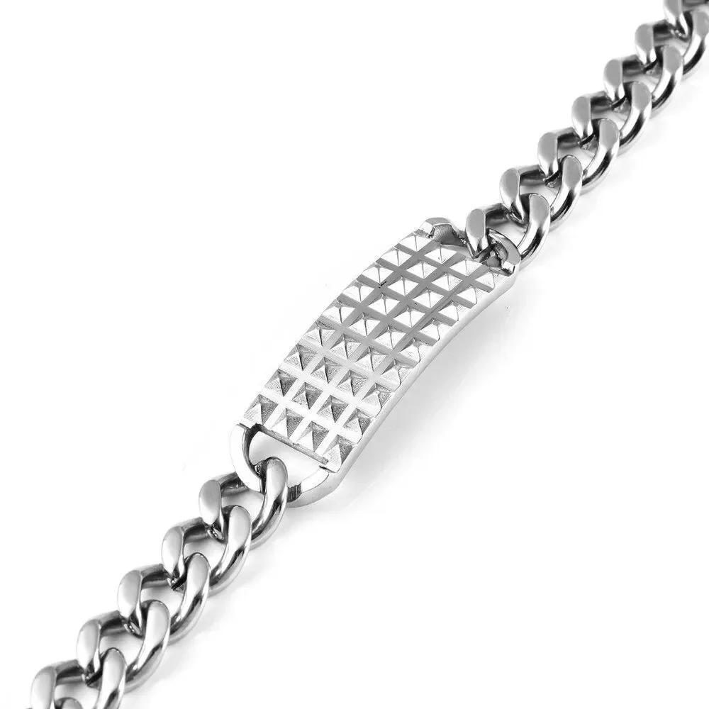 Texture Stainless Steel Bracelet 8 in